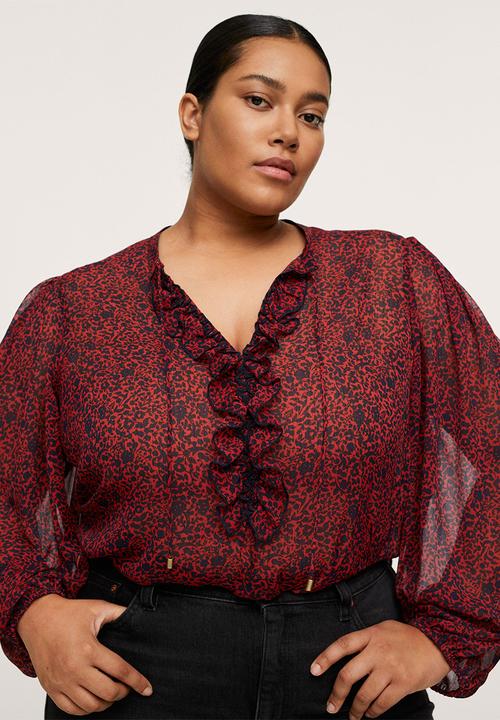 MANGO - Plus blouse coeur - red