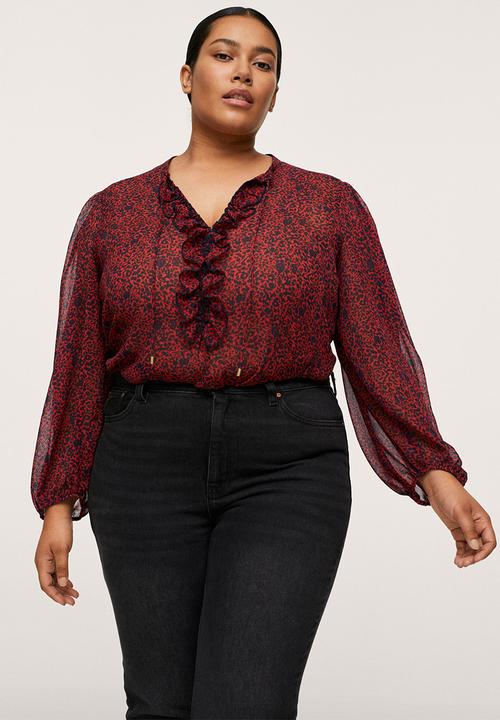 MANGO - Plus blouse coeur - red