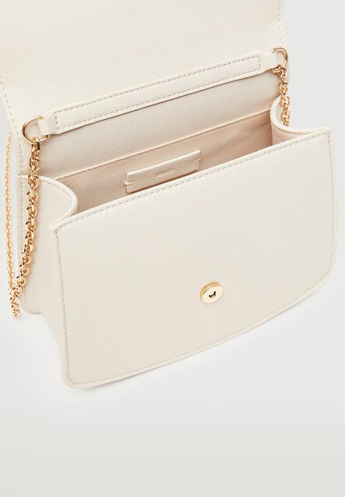 MANGO - Flap chain bag - off white