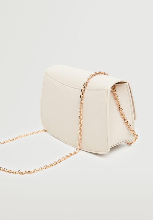 MANGO - Flap chain bag - off white
