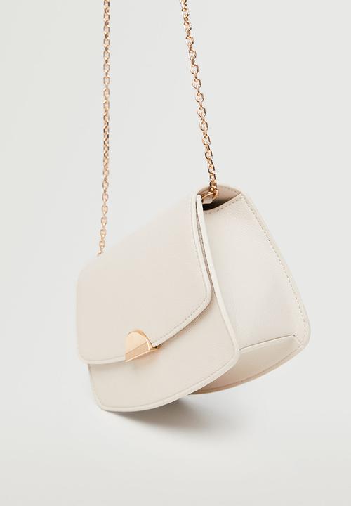 MANGO - Flap chain bag - off white
