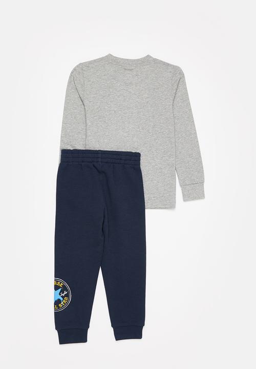 Converse - Cnvb long sleeve tee & jogger set - grey & navy 
