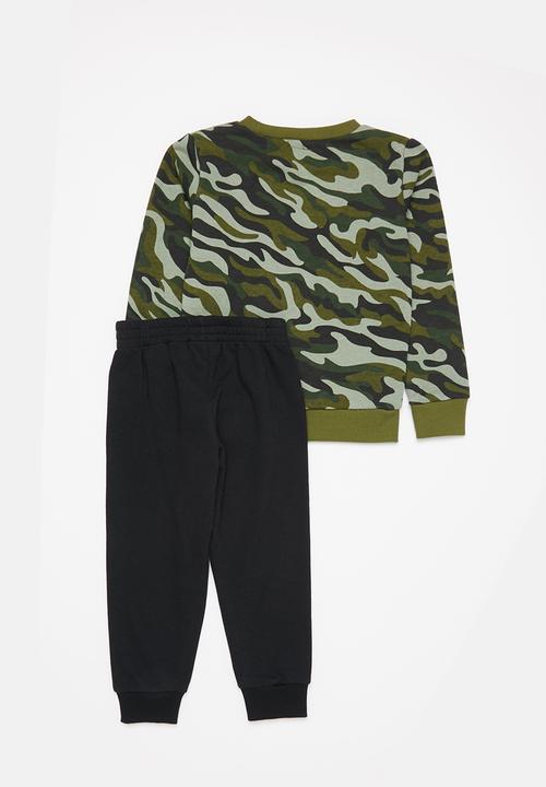 Converse - Cnvb camo crew jogger set - black & green