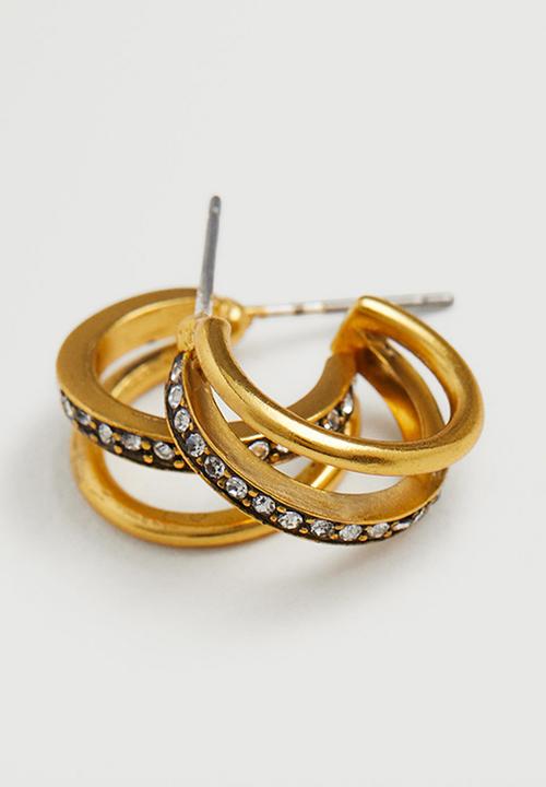 MANGO - Sparkled  hoop earrings - gold