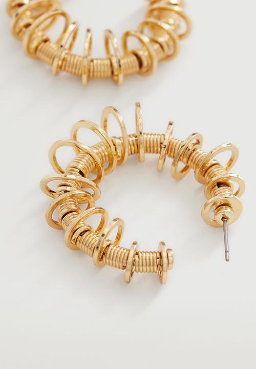 MANGO - Embossed hoop earrings- gold