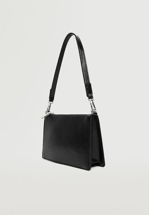 MANGO - Glossy baguette bag - black