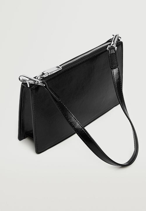 MANGO - Glossy baguette bag - black