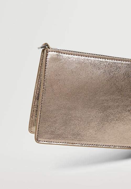 MANGO - Glossy baguette bag- silver