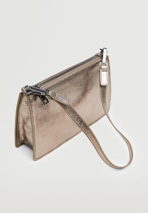 MANGO - Glossy baguette bag- silver