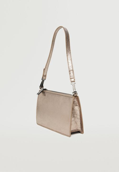 MANGO - Glossy baguette bag- silver