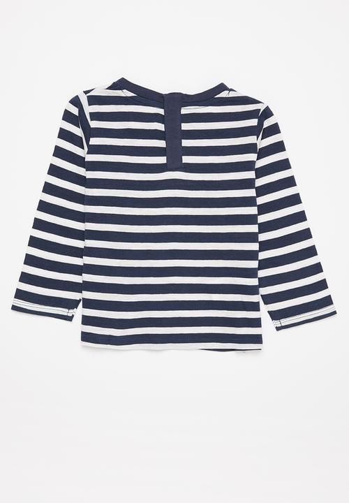 MANGO - T-shirt ivan1 - navy & white 
