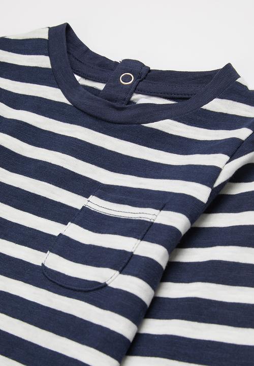 MANGO - T-shirt ivan1 - navy & white 