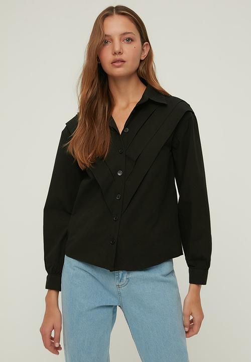 Trendyol - Rib detailed shirt - black