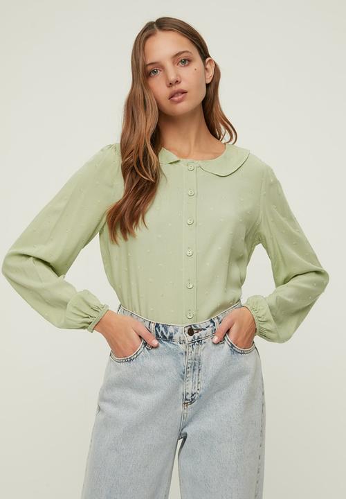 Trendyol - Collar detailed shirt - green