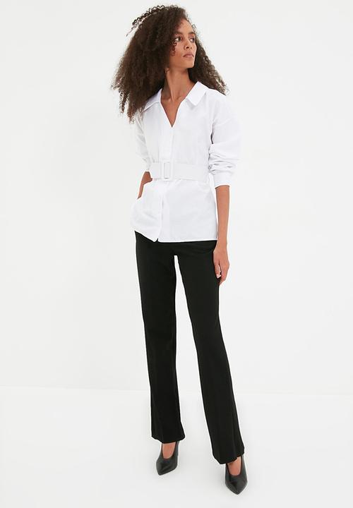 Trendyol - Belted shirt - ecru