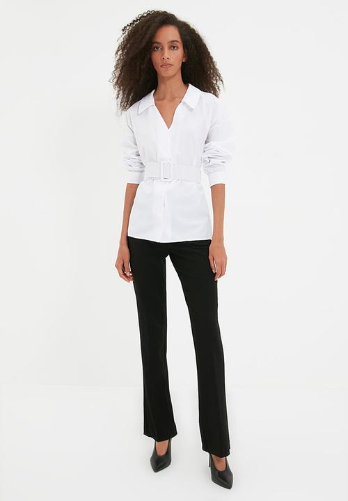 Trendyol - Belted shirt - ecru