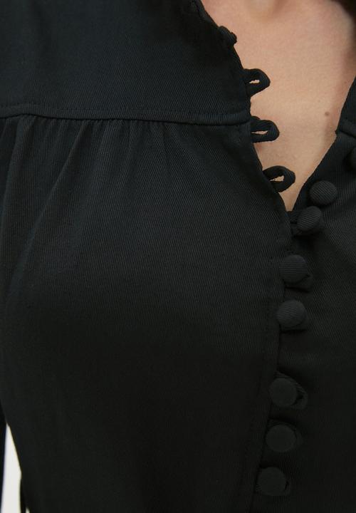 Trendyol - Double breasted collar dress  - black