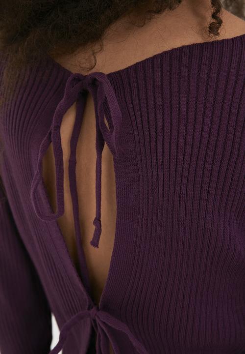 Trendyol - Ribbed back detailed knitwear sweater - plum