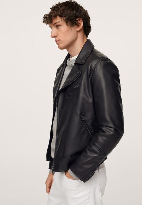 MANGO - Zuko Faux-leather biker jacket  - black