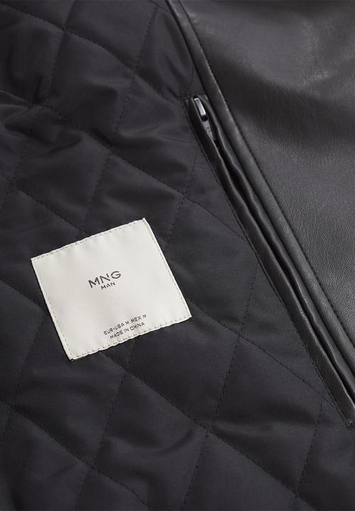 MANGO - Zuko Faux-leather biker jacket  - black