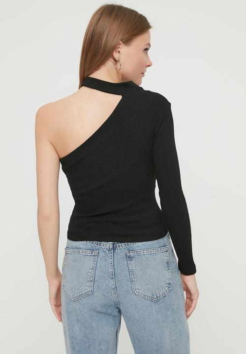 Trendyol - Shoulder detailed knitted blouse - black