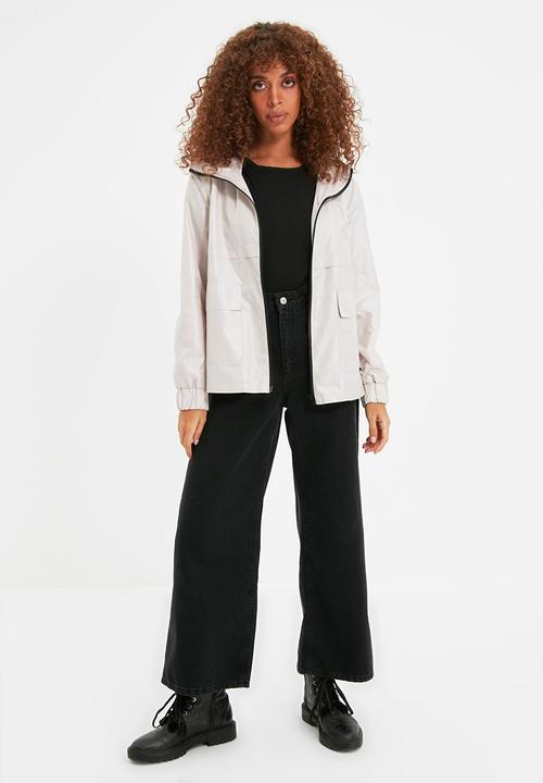 Trendyol - Hooded zipper closure jacket - stone