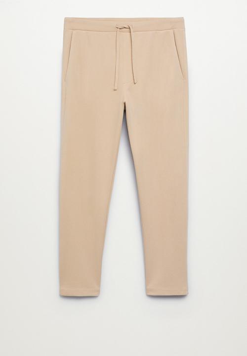 MANGO - Firosp Cotton jogger-style trouser  - light beige