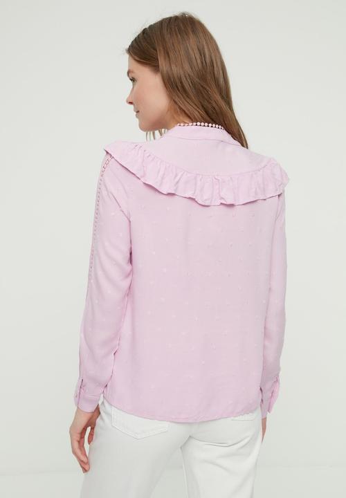Trendyol - Ruffle feminine shirt - lilac