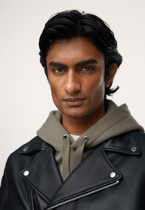 MANGO - Lapels Leather Jacket - Black