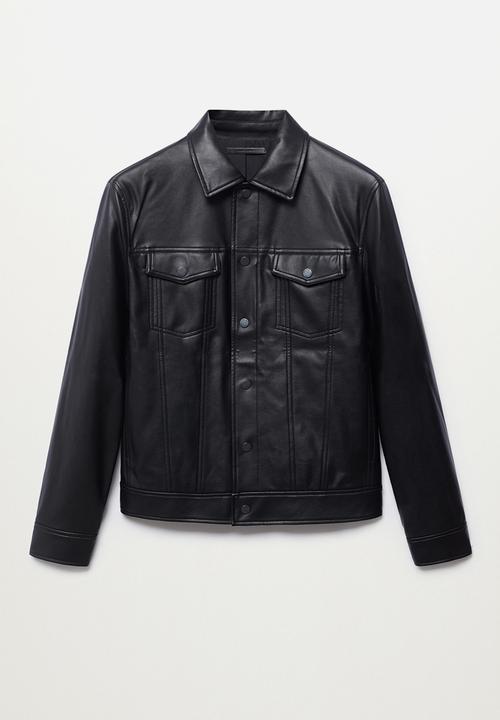 MANGO - Blas Faux-leather Jacket  - black