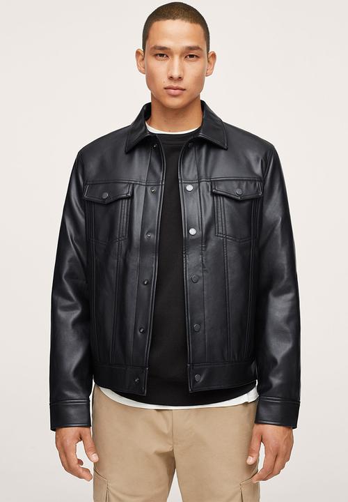 MANGO - Blas Faux-leather Jacket  - black