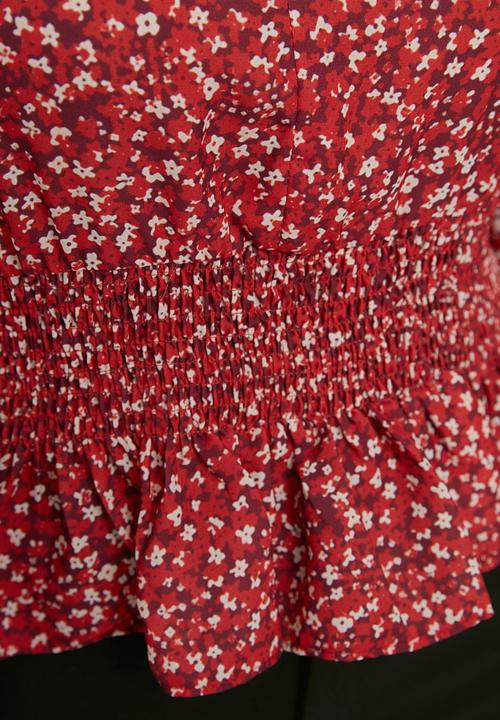 Trendyol - Printed peplum hem  blouse  - red