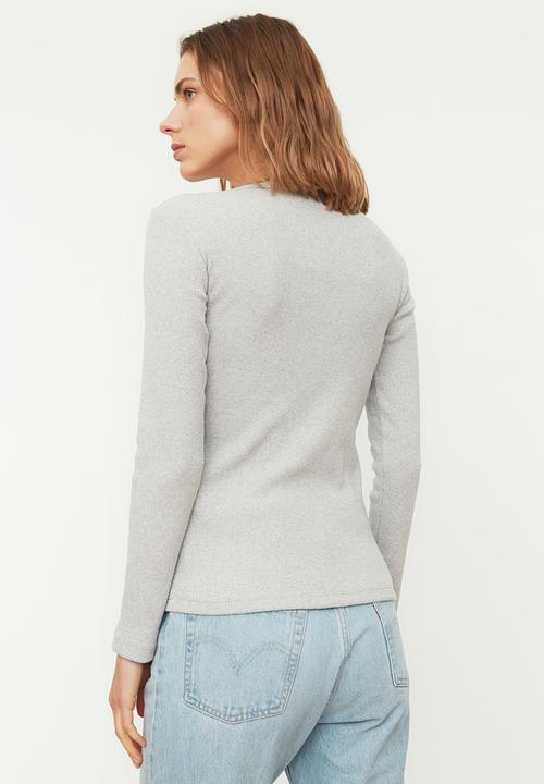 Trendyol - Recycle 2-pack corduroy knitted blouse - neutral & grey 