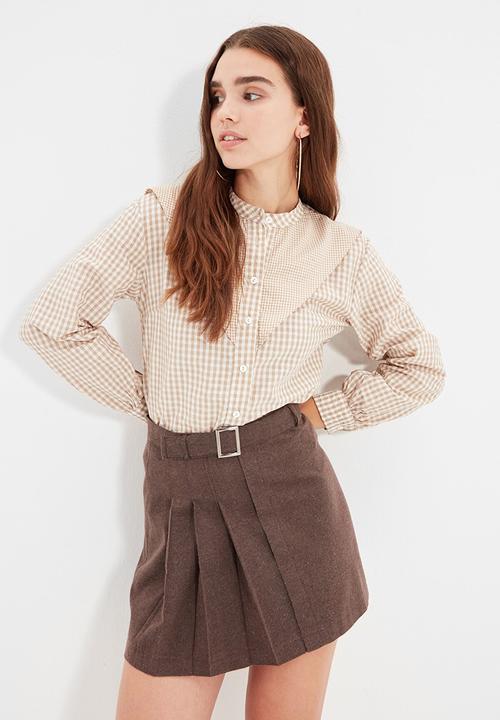 Trendyol - Standing collar shirt - stone