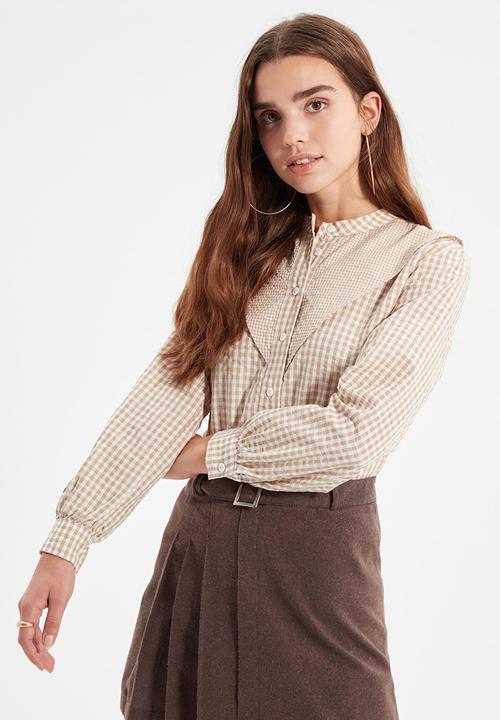 Trendyol - Standing collar shirt - stone