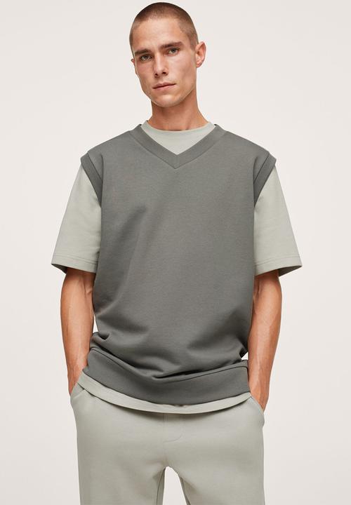 MANGO - Tamariu V-neck Sweatshirt Vest - grey