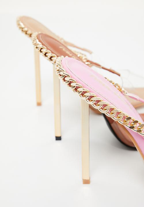Public Desire - Blair chain detail slingback stiletto heel - tan