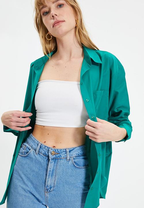 Trendyol - Boyfriend shirt - green
