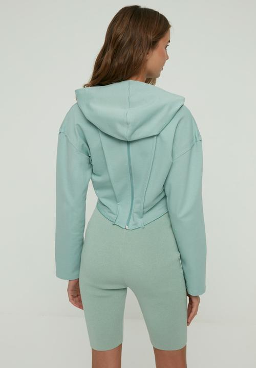 Trendyol - Crop slim sports sweatshirt - mint