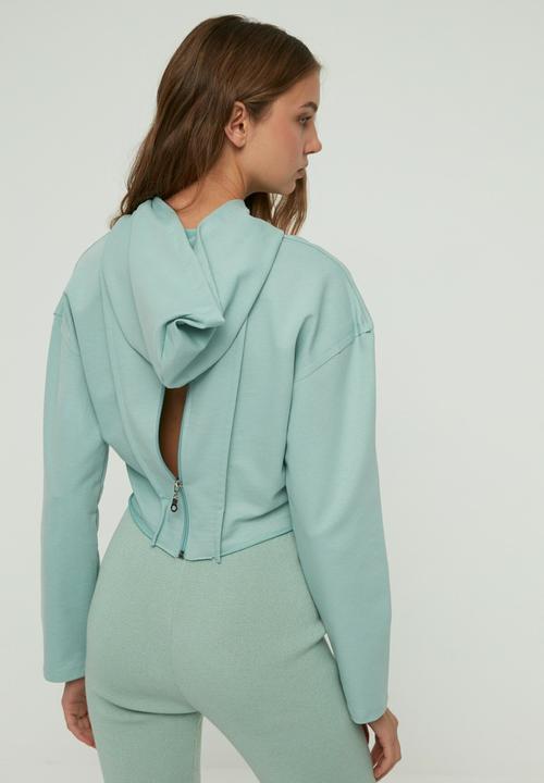Trendyol - Crop slim sports sweatshirt - mint