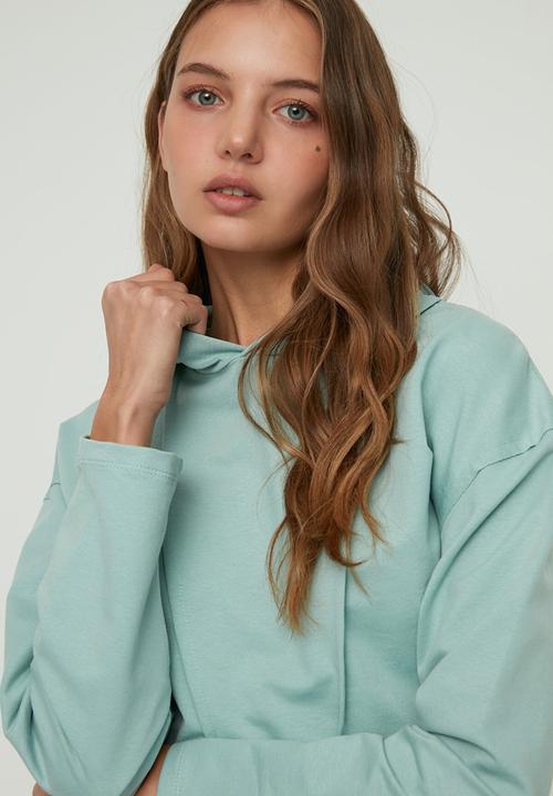 Trendyol - Crop slim sports sweatshirt - mint