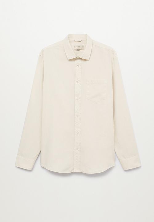 MANGO - Lumiere Regular fit pocket cotton Shirt- ecru