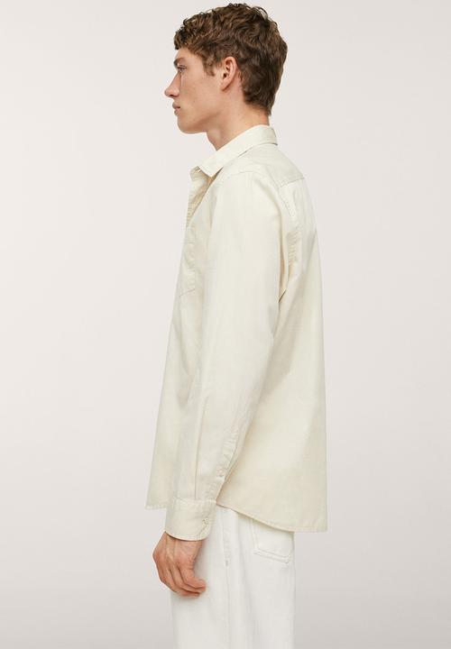 MANGO - Lumiere Regular fit pocket cotton Shirt- ecru