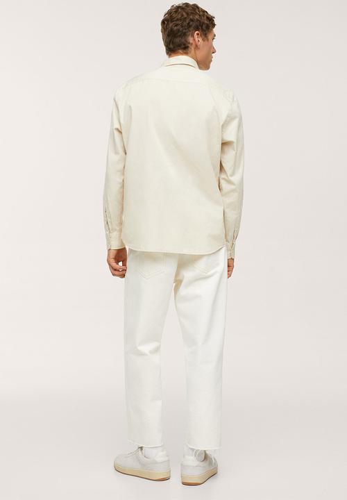 MANGO - Lumiere Regular fit pocket cotton Shirt- ecru