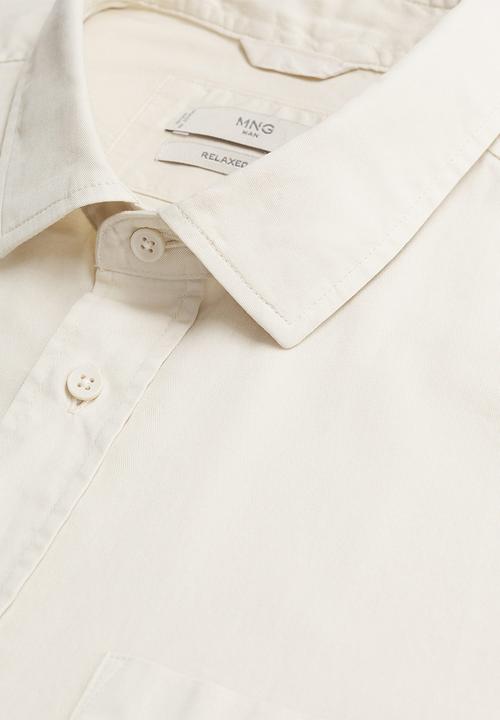 MANGO - Lumiere Regular fit pocket cotton Shirt- ecru