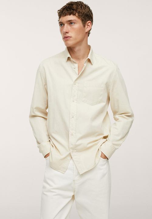 MANGO - Lumiere Regular fit pocket cotton Shirt- ecru