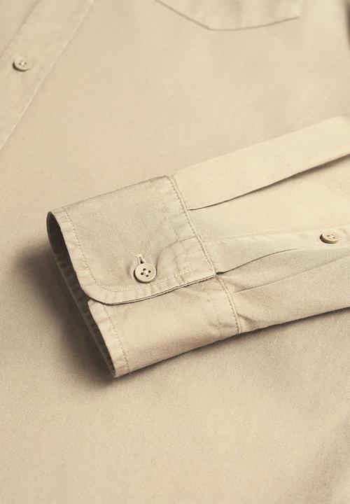 MANGO - Lumiere Regular fit pocket cotton Shirt  - light beige