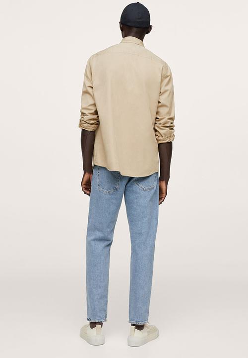 MANGO - Lumiere Regular fit pocket cotton Shirt  - light beige