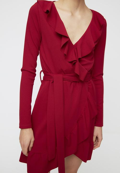 Trendyol - Mini knitted dress  - burgundy