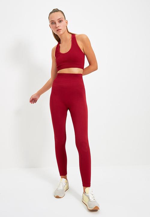 Trendyol - Seamless sports leggings - burgundy